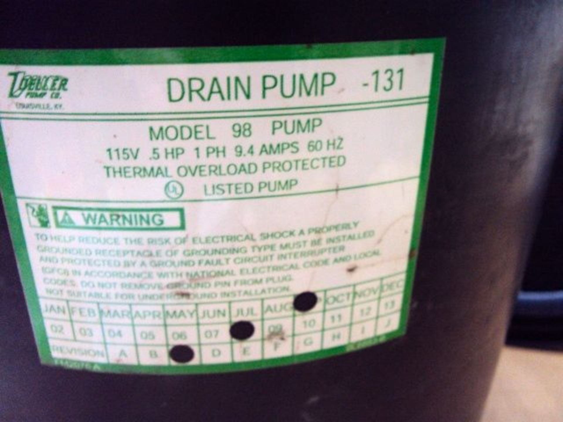 Zoeller M98-B Sump Pump and Holding Tank /291 - Image 5 of 7