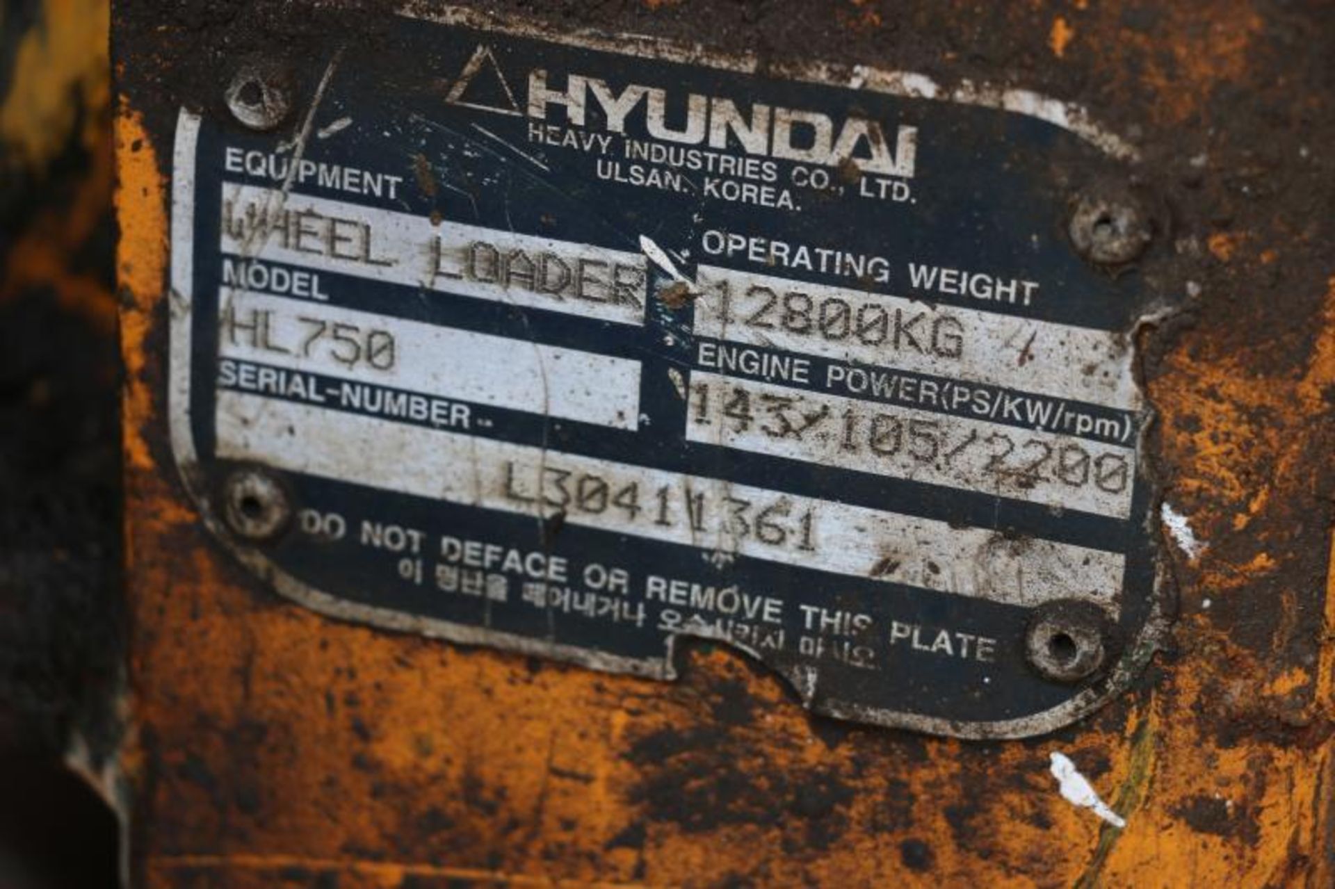 Hyundai HL750 Wheel Articulated Loader, S/N L30411361, Equipped with Cummins Diesel, 4405 Metered - Image 8 of 11