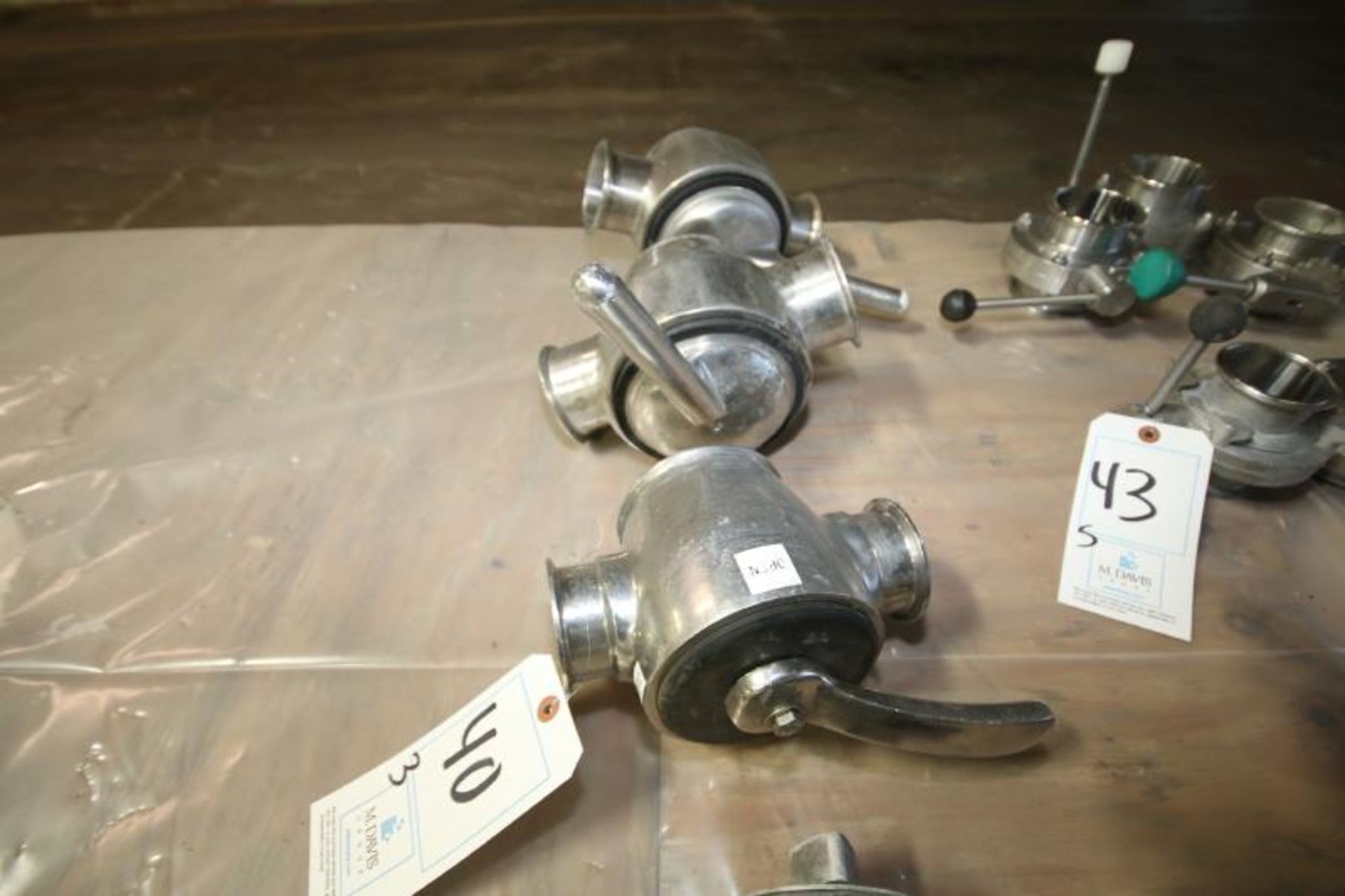 (1) 2-1/2" and (2) 3" 2-Way Clamp Type S/S Plug Valves