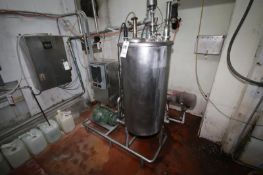 Skid-Mounted CIP System with 90 Gal. S/S Tank, (2) Ampco 5 hp and 10 hp Centrifugal Pumps, Shell and