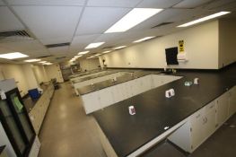 Laboratory Cabinet System with (3) Sinks, Faucets, Eyewash Stations and Receptacles, Dimensions of