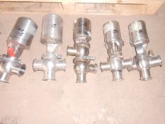 (5) S/S Valves - (2) 2" Cherry Burrell Valves, (2) 2 1/2" CB Valves, (1) 2" Definox Valve