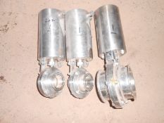 Air Actuated S/S Butterfly Valve, (2) 2", (1) 4"