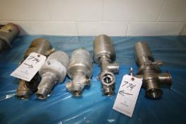 Assorted CIP Line Air Valves with 2" Crossbody, (2) 2" Divert, 1-1/2" Crossbody and 1-1/2" Stop