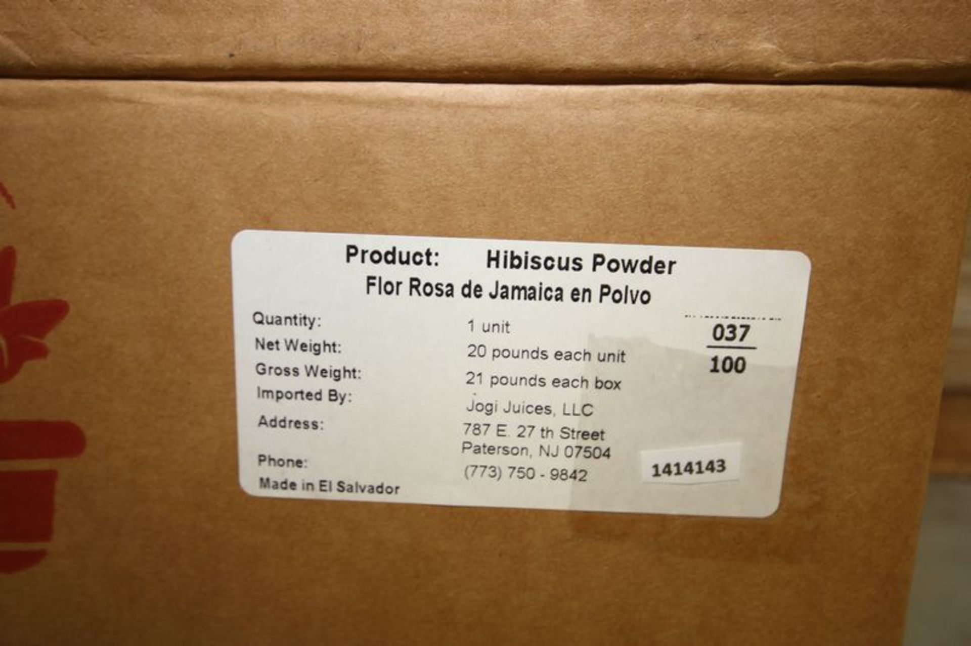 Cases Hibiscus Powder at 2100 lbs. Total @ 20 lbs. per Case - Image 2 of 2