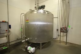 APV 1,500 Gal. Dome-Top S/S Processor, S/N D-5469 with Bottom and Side Sweep Agitator, Dual
