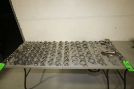Pcs. Assorted S/S Clamps from 1" to 4" including S/S Elbows, Caps and Butterfly Valve