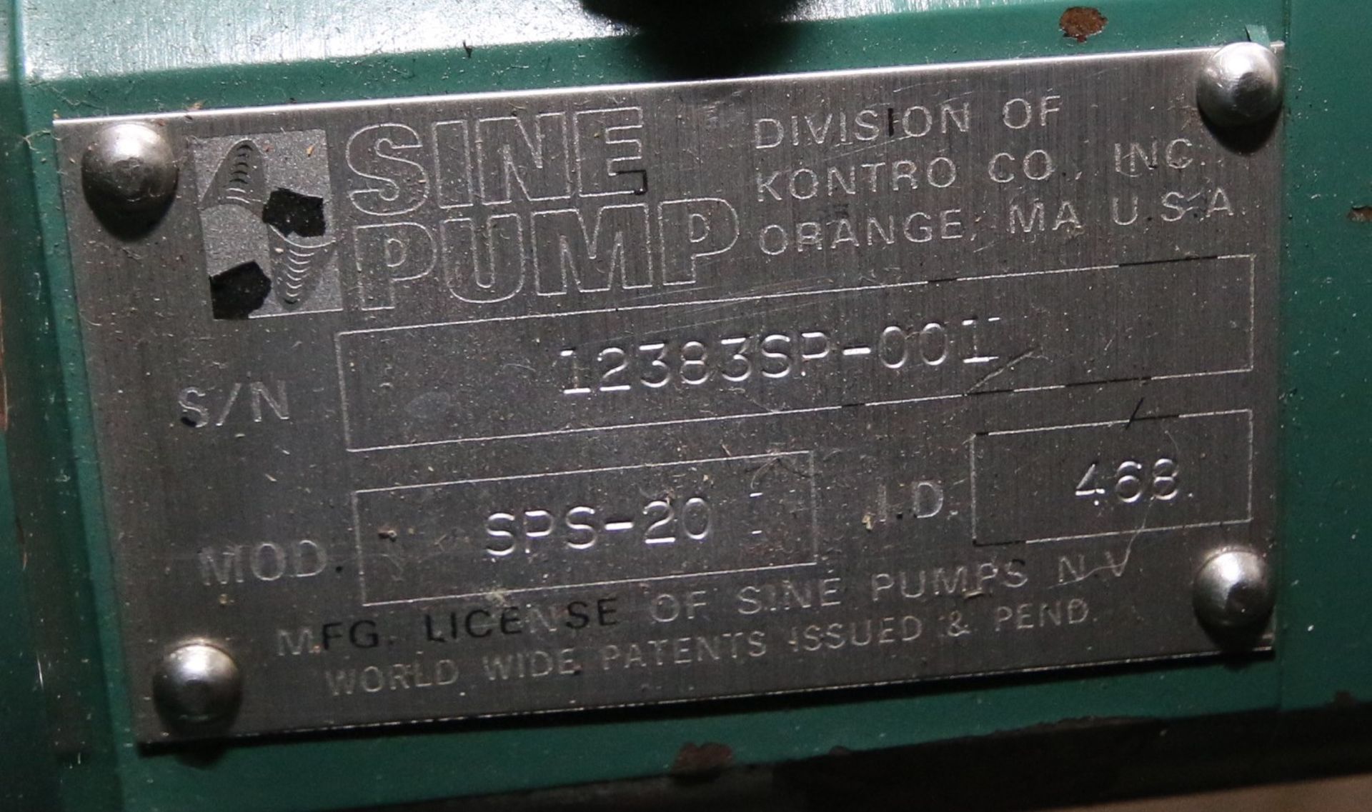 Sine Sanitary Grade Positive Displacement Pump, Model SPS-20, S/N 12383-SP-001 with 2Â Clamp Type - Image 5 of 6