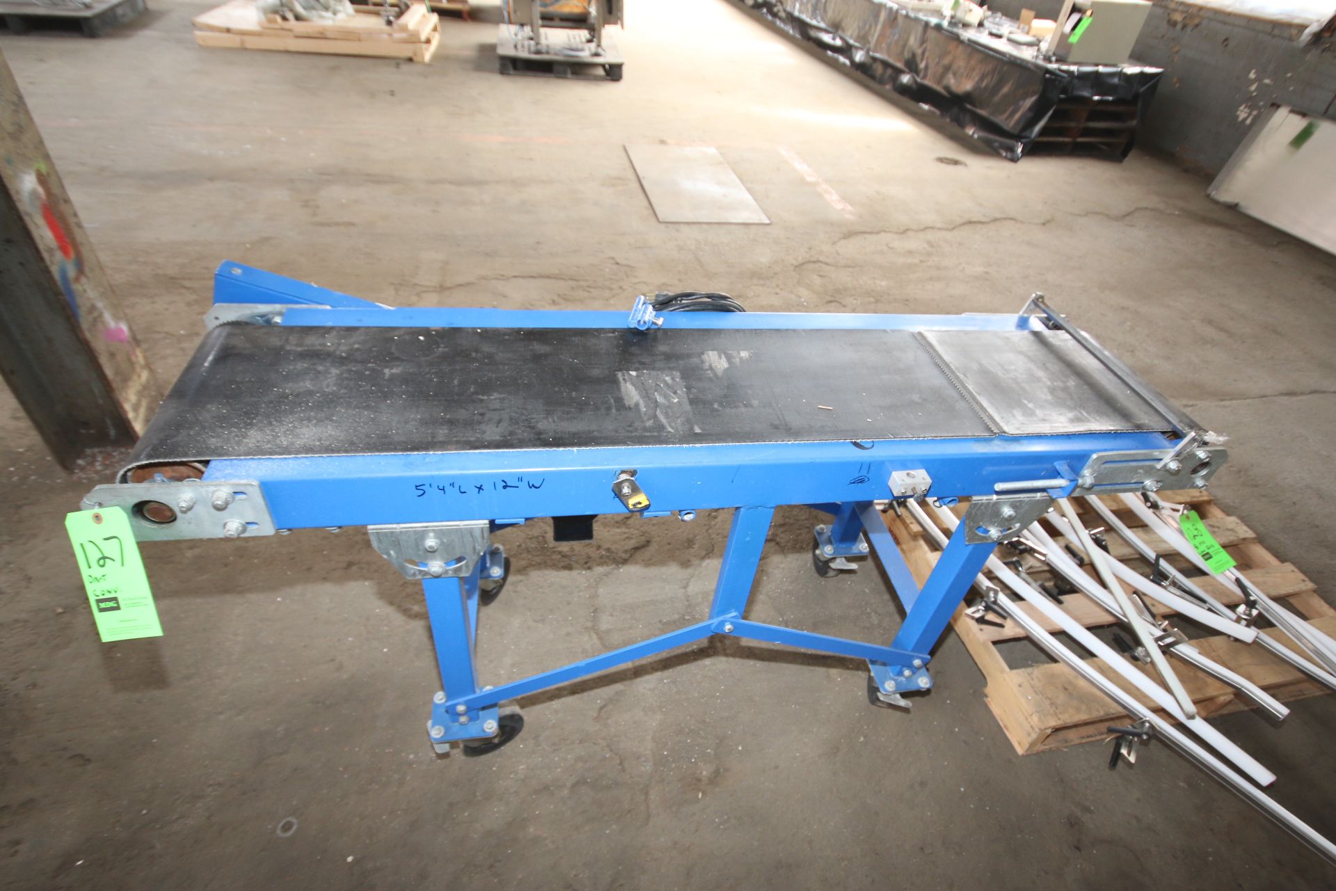 Dart Control Inc. Aprox. 5 ft. 4Â L x 12Â W Portable Belt Conveyor with Drive (Painted Blue)