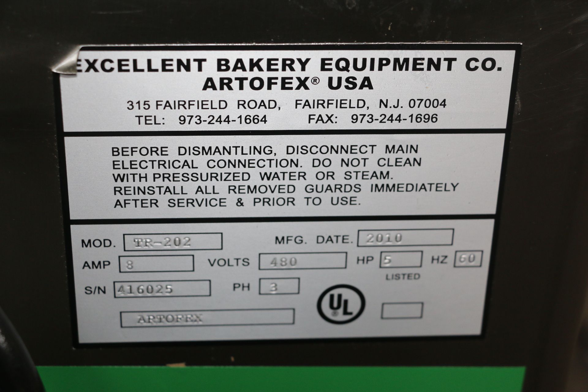 2010 Excellent Bakery Equipment Co./ Artofex 10Â S/S Grater, Model TR-202, S/N 416025, All S/S - Image 5 of 5