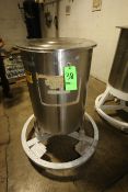 Aprox. 24" W x 33" Deep Portable S/S Tank with Lid, 1" Outlet and Mounted on Casters  (LOCATED IN