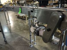 Stainless Steel Conveyor Aprox 12 ft long with 4.5" belting, variable speed SEW drive and