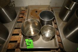 (3) Pc. - (1) S/S Cooking Pot and (2) S/S Cooking Inserts (LOCATED IN IOWA, RIGGING INCLUDED WITH