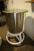 Aprox. 26" W x 32-1/2" Deep Portable S/S Tank with Lid, 1" Outlet and Mounted on Casters   (