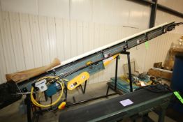2012 Hytrol Aprox. 14 ft. L Inclined Power Belt Conveyor, with 6" Wide Belt, Drive and Leg