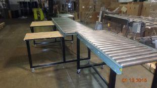 Custom buillt packing roller conveyor approx 10 ft long  30 in wide on castors (LOCATED IN IOWA,