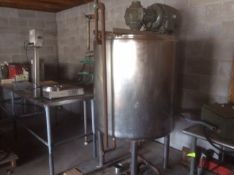 Approx 100 Gallon Jacketed S/S Mixing Tank, Side Wall Sweep Scrape Agitation (Located in