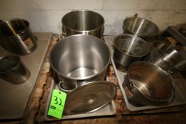 Aprox. 14" W x 16" Deep S/S Cooking Pots - (1) with Lid (LOCATED IN IOWA, RIGGING INCLUDED WITH SALE