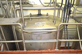 2,000 Gallon Dome Top Dish Bottom S/S Mixing Tank, Bridge Top Mounted 15 HP Sharpe Agitator, 3" Cen