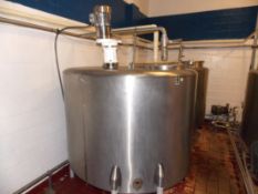 750 Gallon S/S Mixing Tank with Top Mounted Agitator & Top Manhole, 5 x 5 x 6 Dims (Located in )**