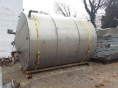 6,000 Gallon Stainless Steel Single Wall Vertical Tank Cone Top with Manway, Flat Bottom. 3" Outlet