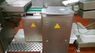 Weber S/S Check Weigher and Rocker / Flip Flop / Transfer Conveyor, Model 1383, S/N 1383,