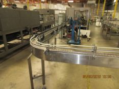 Table Top Conveyor 4.5" Wide Chain Belt,  9' of Straight Conveyor, (1) 90° Turn with Tail and