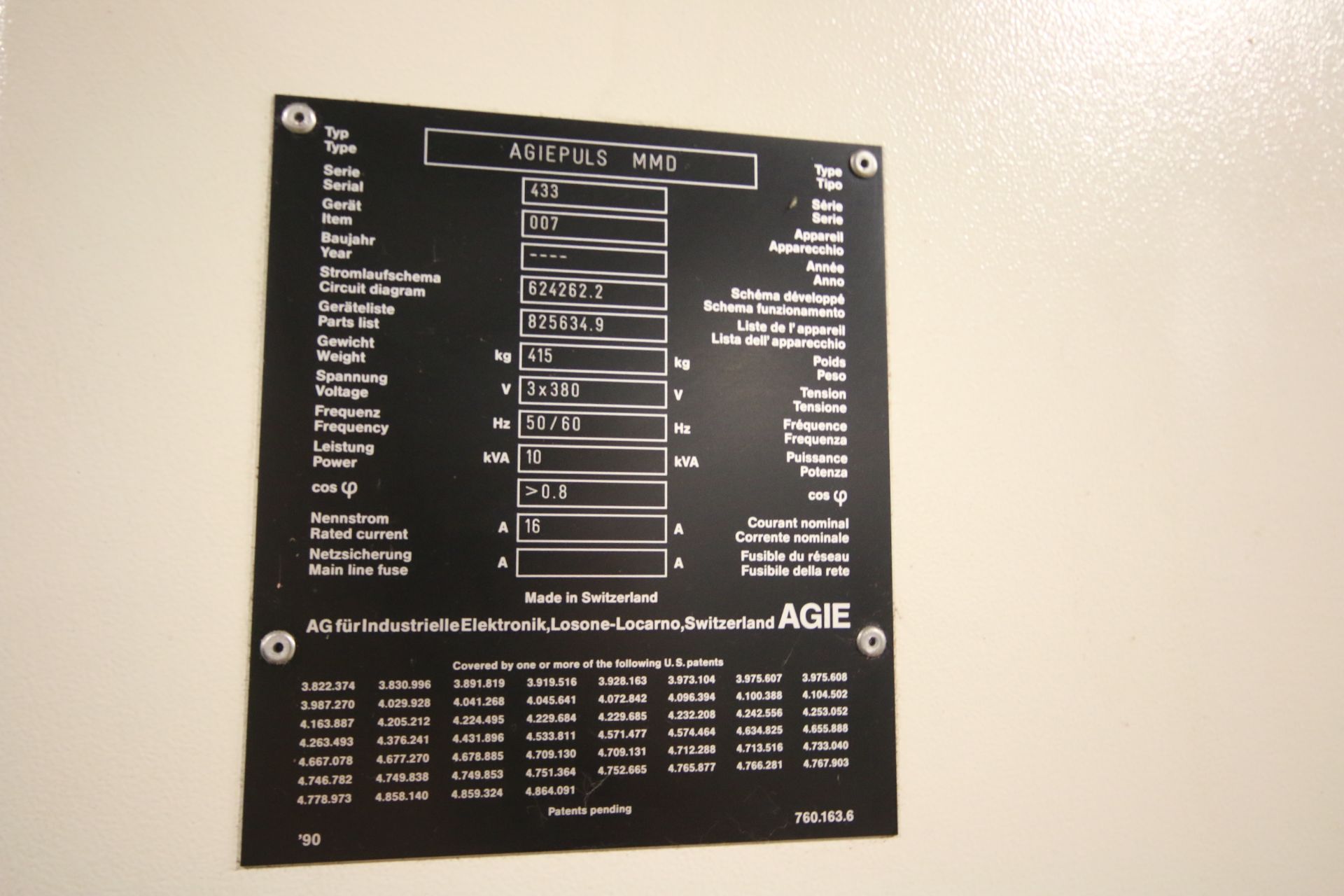 Agie Wire EDM Machine, Model AGIE CUT-120, S/N 248 with Controls, Model AGIEMATIC CF20, S/N 461, 3 x - Image 8 of 8