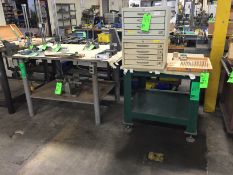 (2) Pcs. - (1) Aprox. 40" W x 60" L Welding Table with Starrett Vise and Aprox. 34" W x 36" L Table