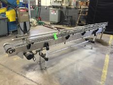 Approx. 12' Long x 6" Wide Run of S/S Product Conveyor with Guide Rails, Equipped with on board