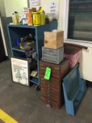 (3) Piece Lot Includes, 11-Drawer Hardware Toolbox, Shop Garbage Can, and Mobile Storage Shelving