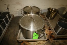 Winco Approx.. 16" W x 12" Deep S/S Cooking Pots, Item #SST-40, Stainless 1810 with Lids (LOCATED IN