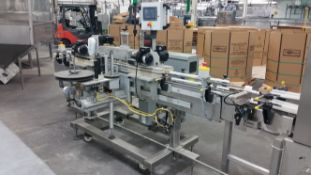2012 WS Packaging Inline Roll-Fed Labeler, Model ASD-Wrap Sys, S/N C-6-24-LR-SS-2536 with PLC