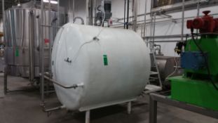 Aprox. 1,500 Gal. Horizontal Mix Tank with Glycol Jacket Vertical Agitator (2) Sight Ports and