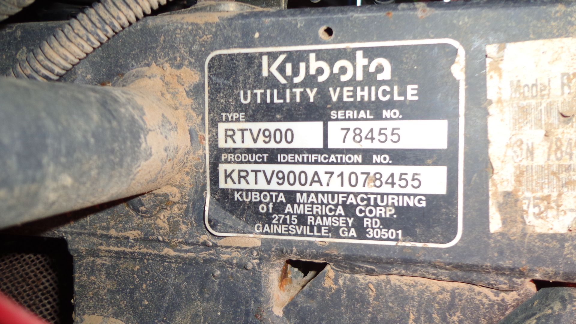 2007 Kubota Utility Vehicle, Model K-RTV-900A, S/N 78455, Diesel Powered, 8,916 Hours - Image 4 of 7