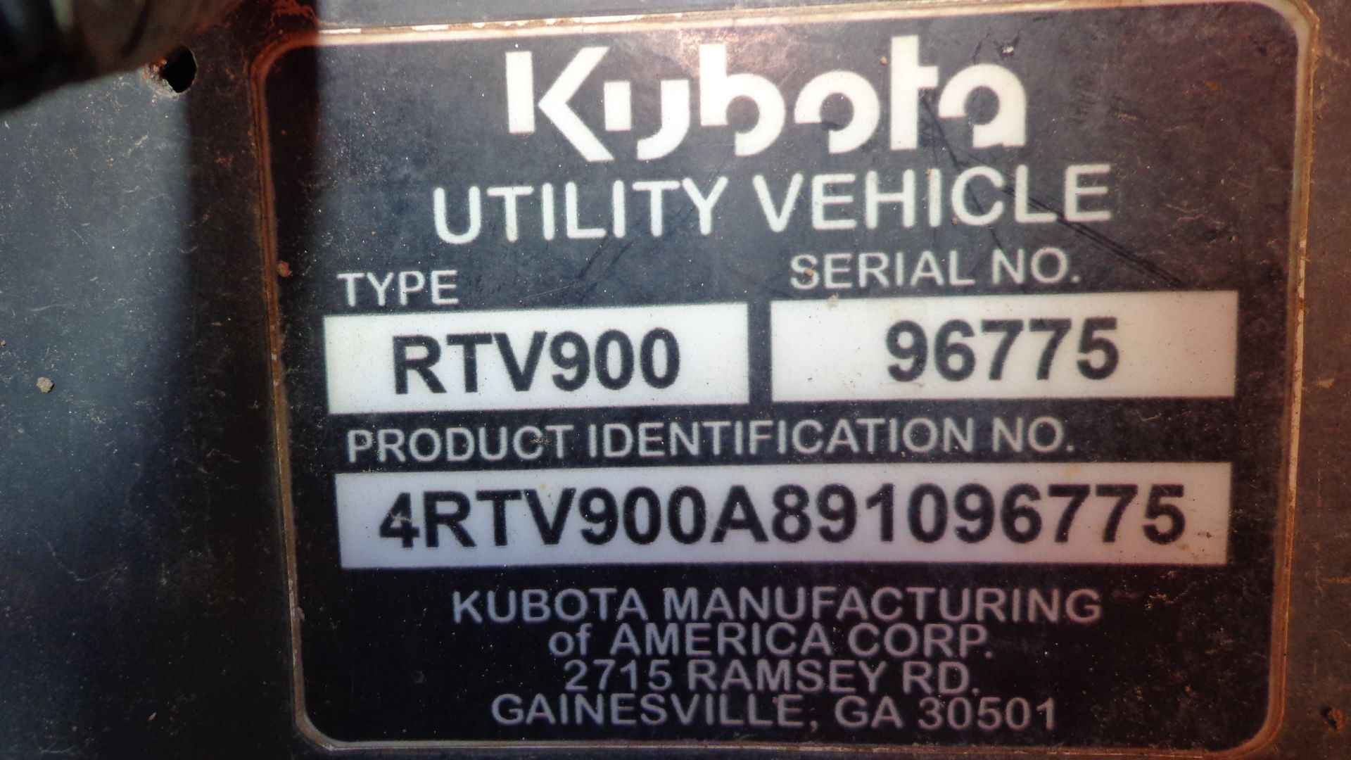 2008 Kubota Utility Vehicle, Model K-RTV-900A, S/N 96775, Diesel Powered, 2,146 Hours - Image 4 of 6