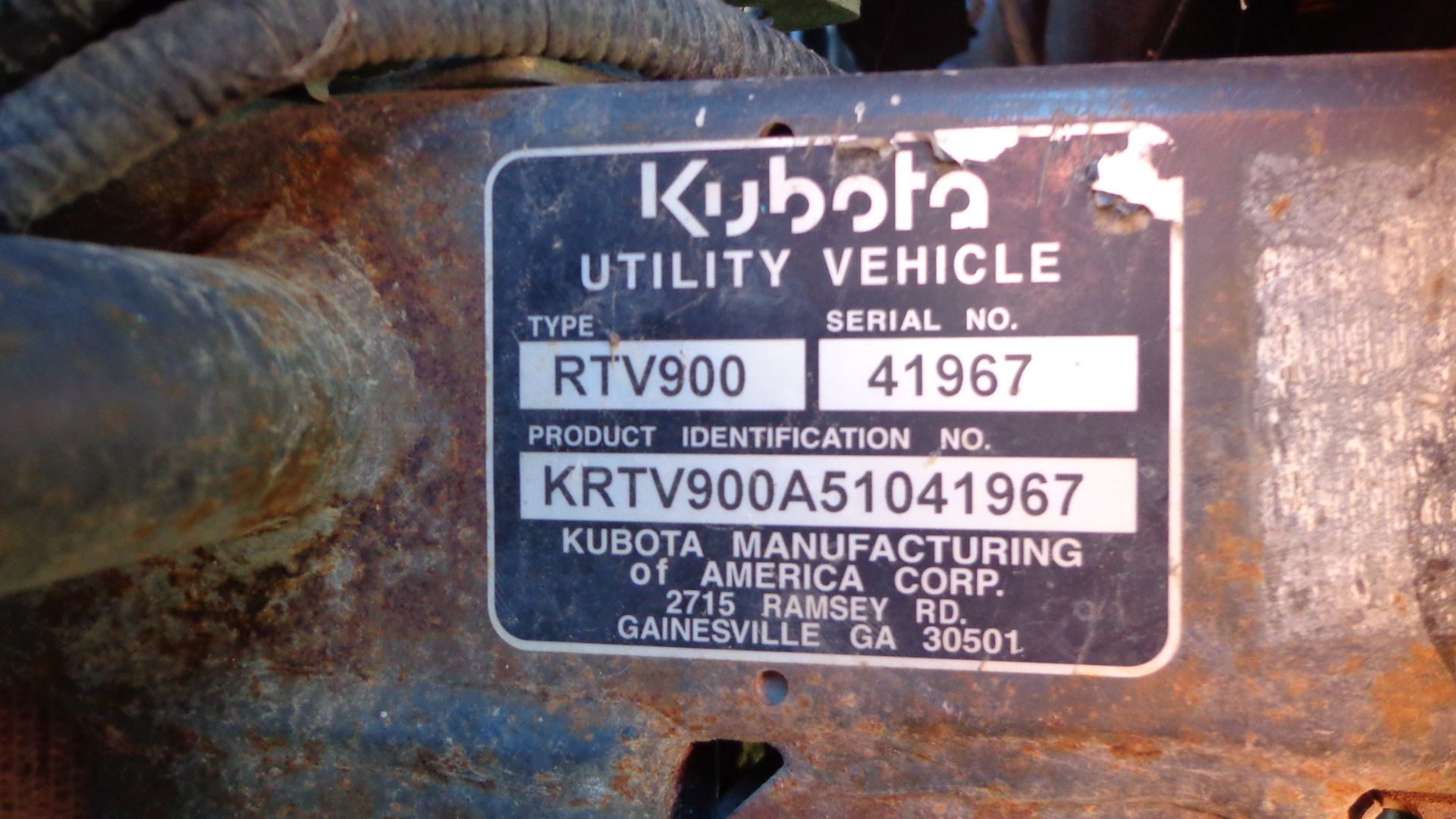 2007 Kubota Utility Vehicle, Model K-RTV-900A, S/N 41967, Diesel Powered, 8,064 Hours - Image 4 of 6