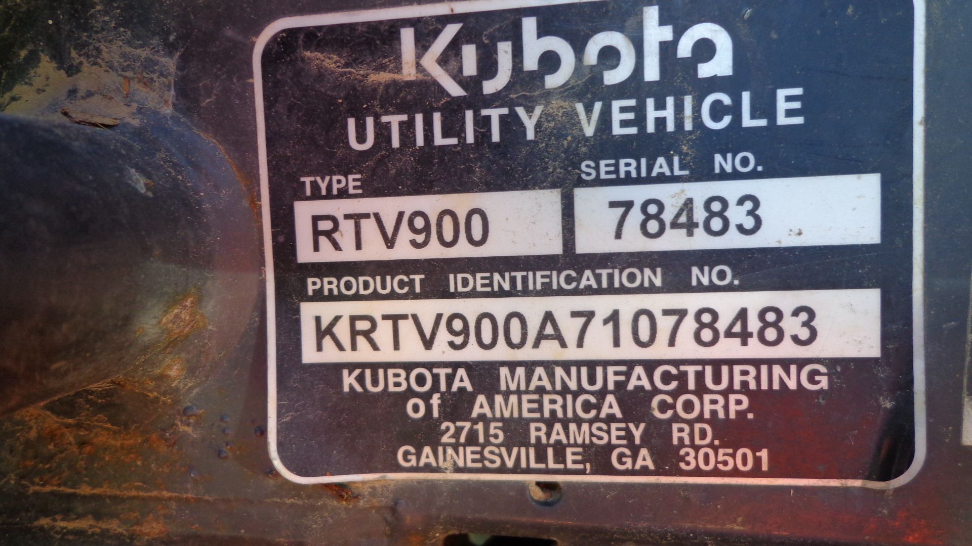 2008 Kubota Utility Vehicle, Model K-RTV-900A, S/N 78483, Diesel Powered, 6,772 Hours - Image 4 of 6