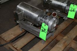 1  hp S/S Clade Centrifugal Pump, 1 1/2" x 1 1/2" Clamp Type S/S Head (TJP-SALE PRICE INCLUDES
