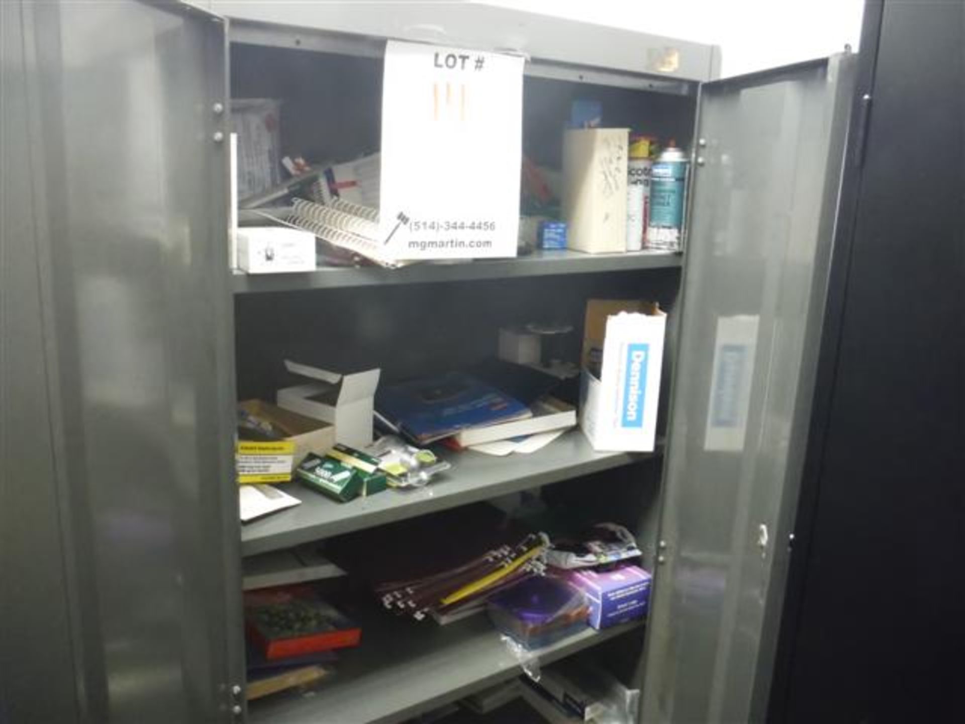 2 DOOR STATIONARY CABINET W/ ASST'D STATIONAIRIESSold as a lot