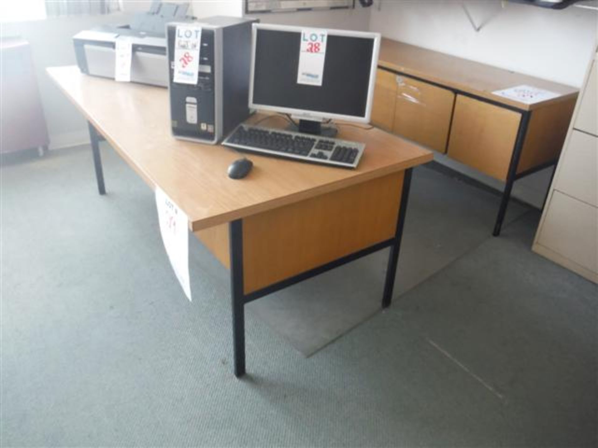 DESK, CREDENZA, CHAIRSold as a lot