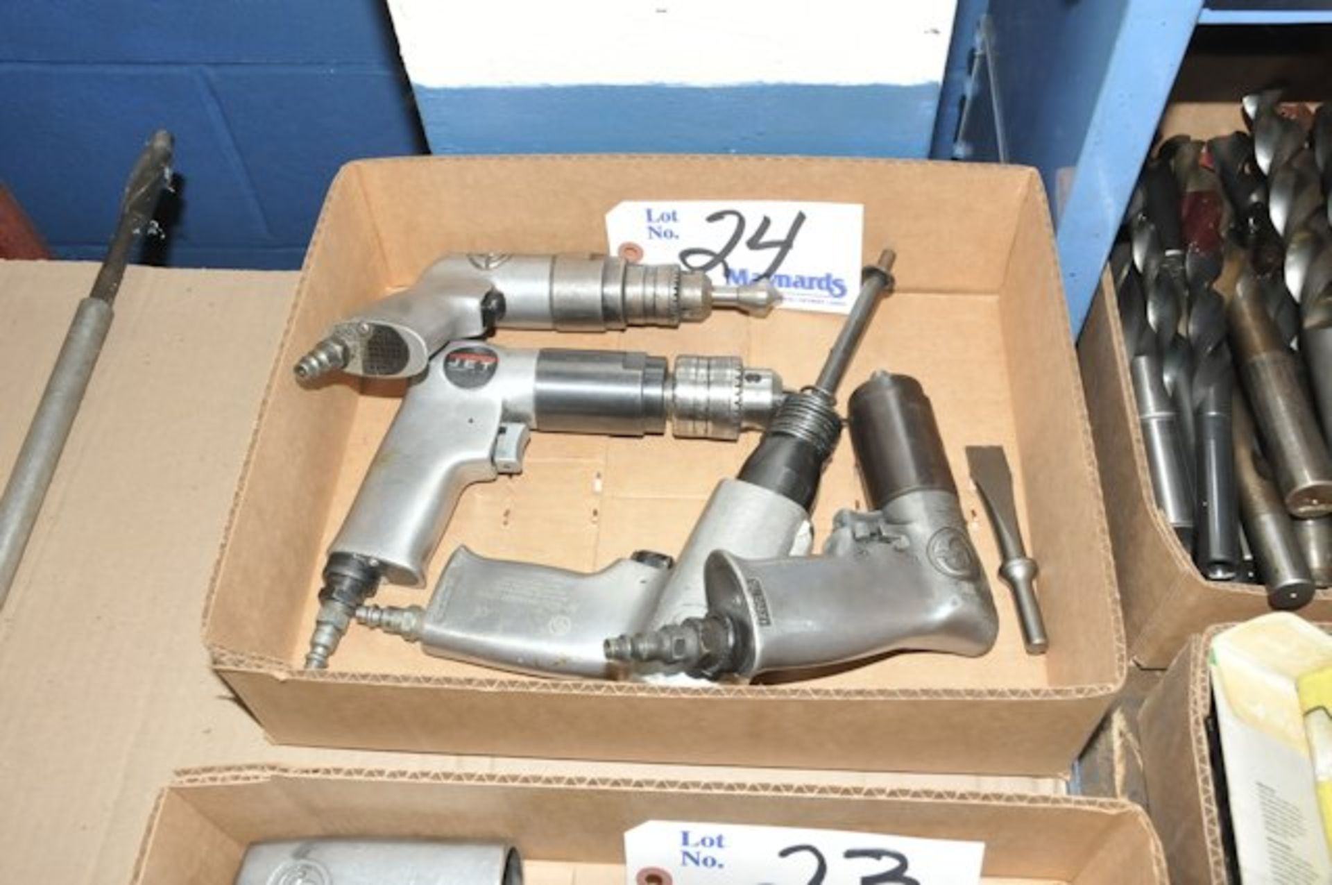 Box of (4) Assorted Pneumatic Air Tools