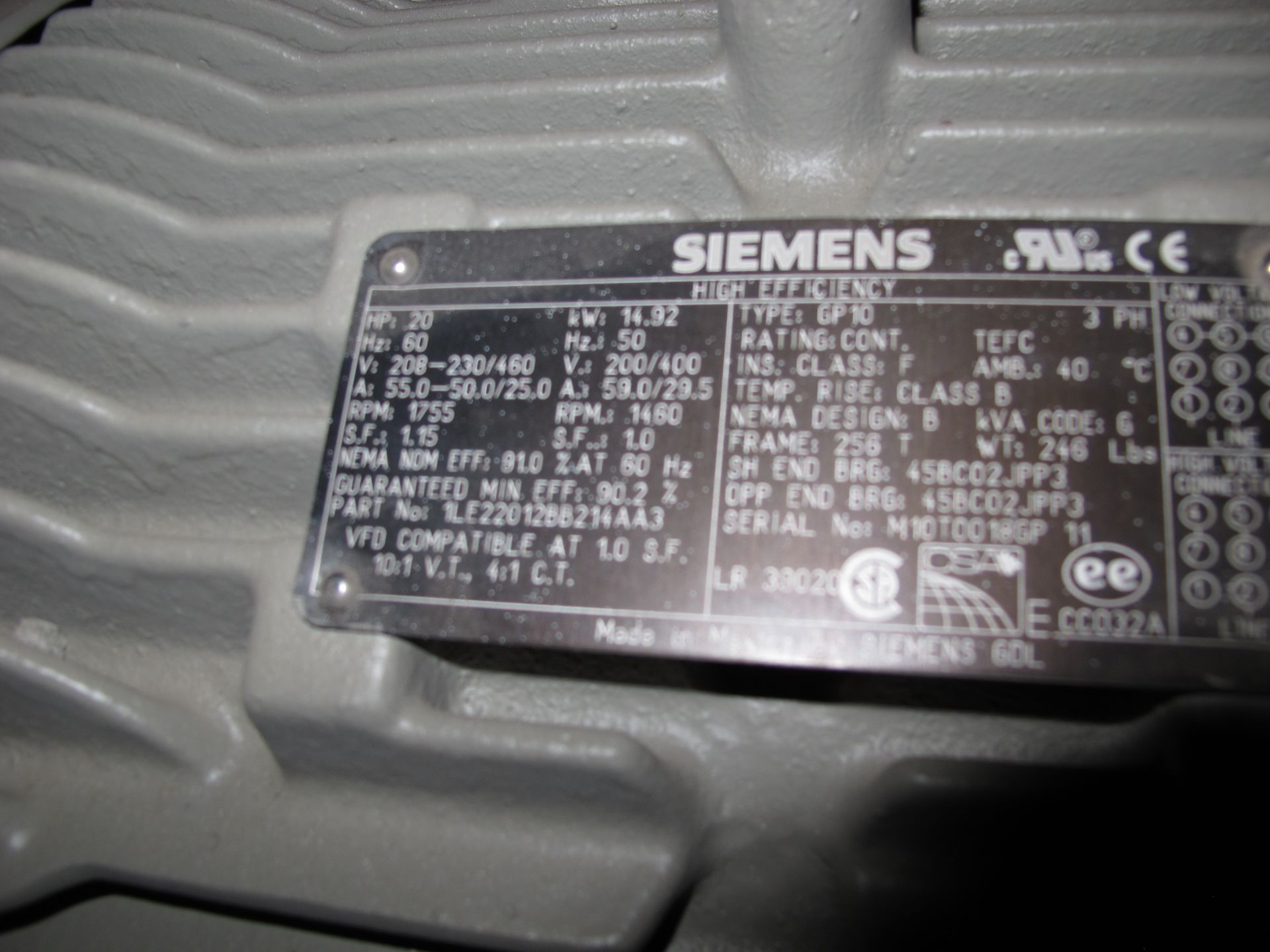 SMOOT VACUUM EXHAUSTER TO INCLUDE BRAY CONTROLS MODEL 92-0830-11305-532, SIEMENS GP10 MOTOR, LOADING - Image 6 of 8