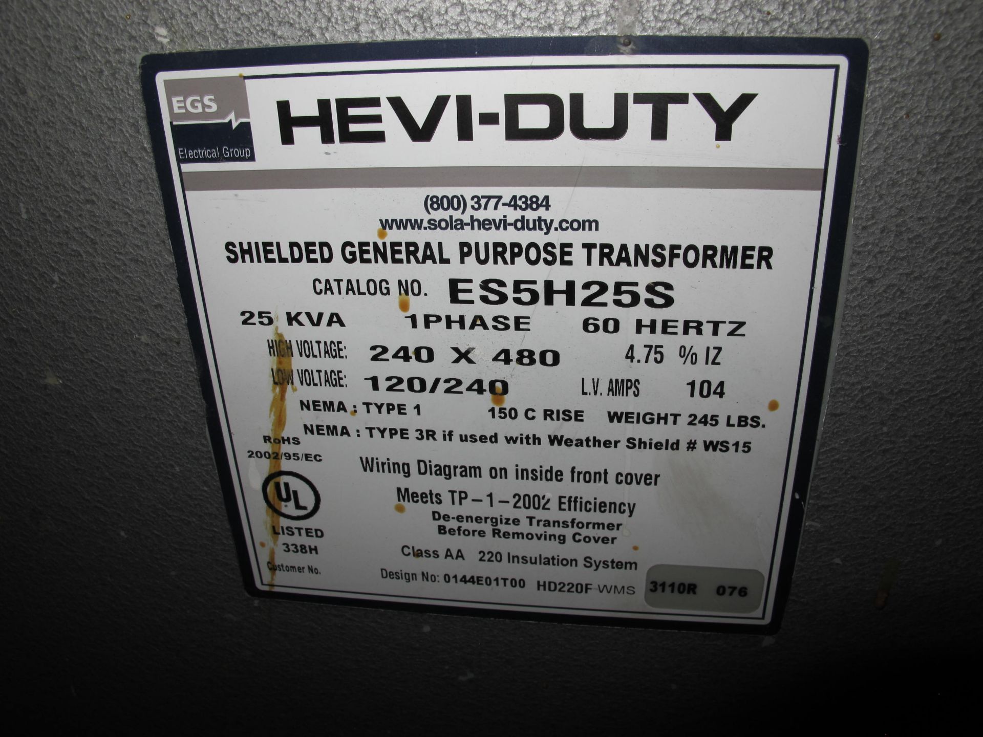 (1) CONTROL PANEL WITH ALLEN BRADLEY PANELVIEW 600, (1) HEVI-DUTY GENERAL PURPOSE TRANSFORMER, - Image 3 of 4