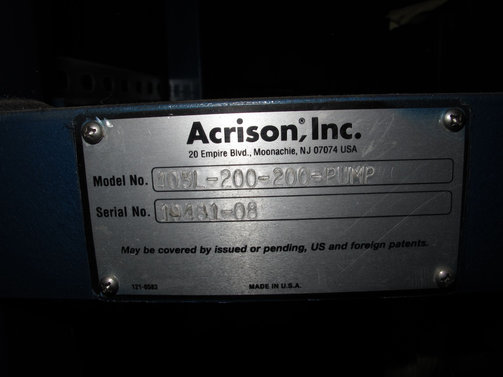 ACRISON GRAVIMETRIC WEIGH FEEDER/MIXER, MODEL 405L-200-200-PUMP, WITH ACRI-LOK, LOADING & HANDLING - Image 3 of 5