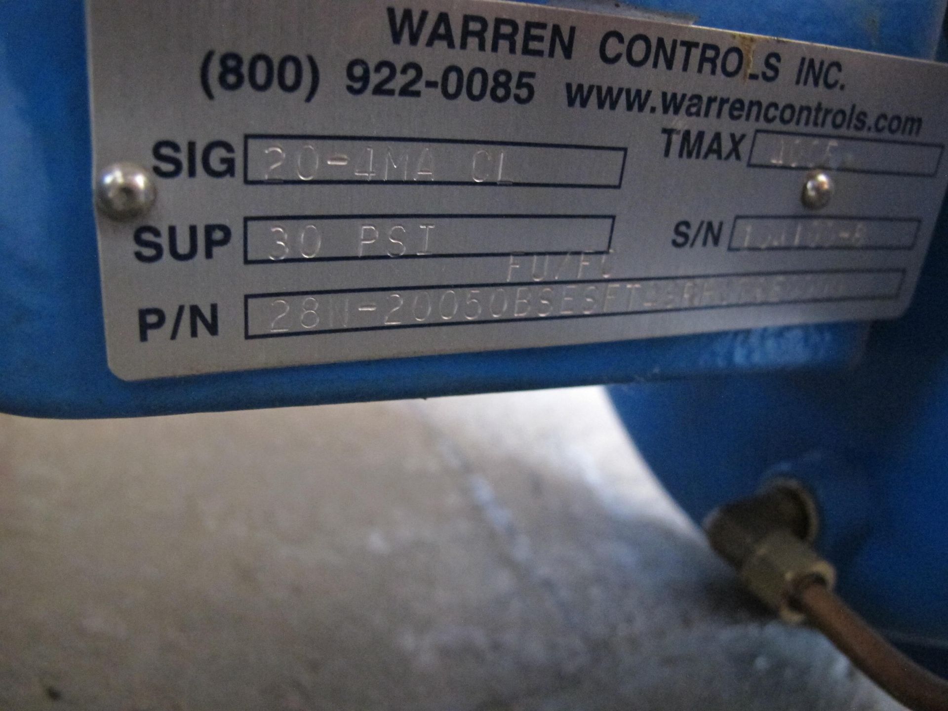(4) WARREN CONTROLS VALVES, SIG 20-4MA CL, 30 PSI, PART NUMBER 28N-20050BSESFT49RH076E0000, - Image 3 of 3
