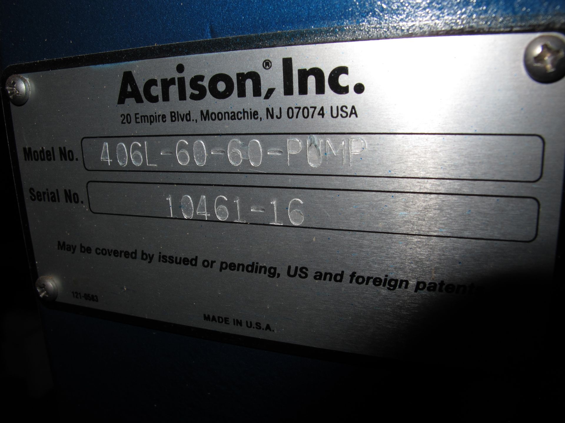 ACRISON GRAVIMETRIC WEIGH FEEDER/MIXER, MODEL 406L-60-60-PUMP, WITH ACRI-LOK, LOADING & HANDLING - Image 2 of 6