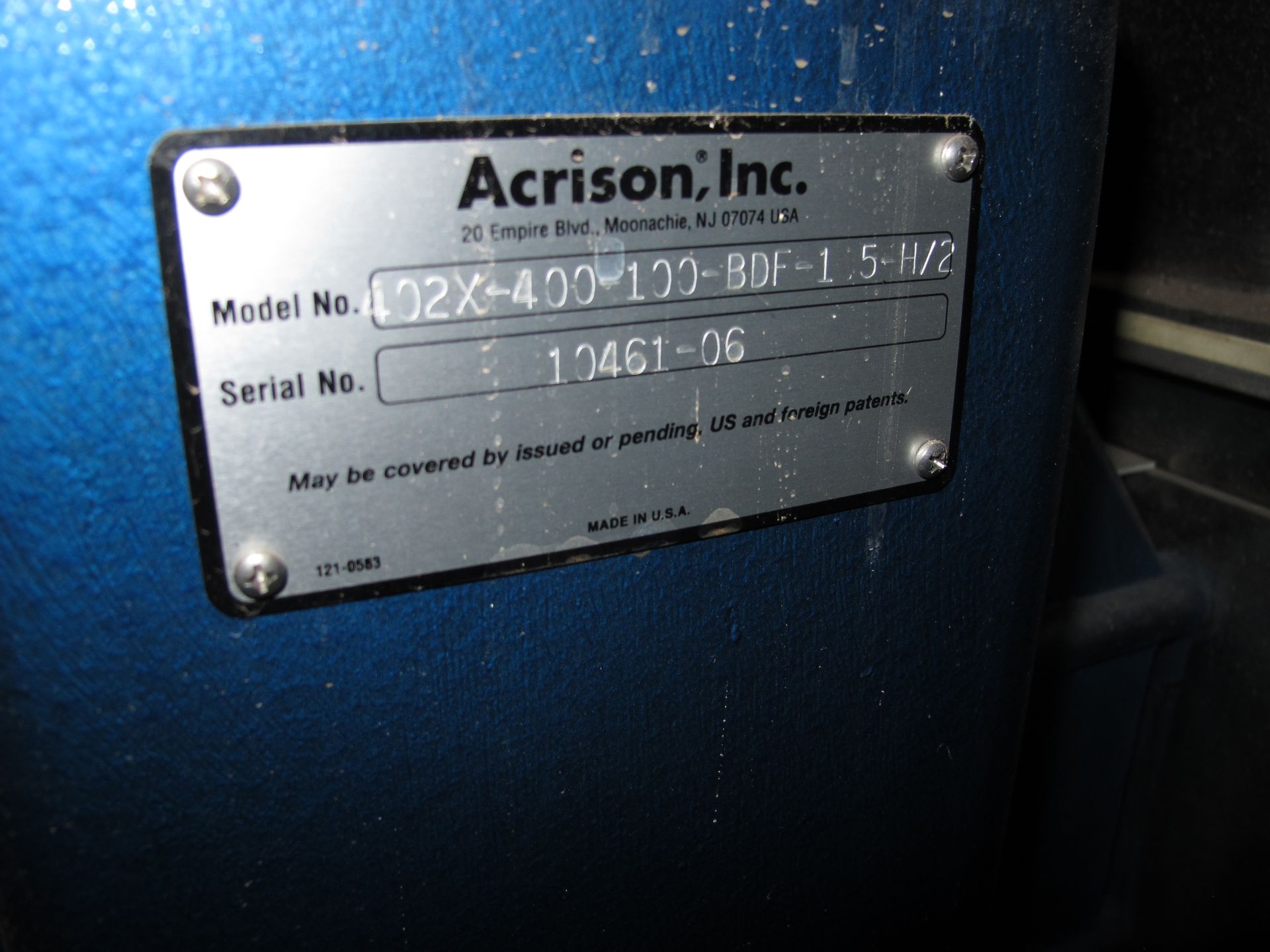 ACRISON GRAVIMETRIC WEIGH FEEDER/MIXER, MODEL 402X-400-100-BDF-1.5-H/2, WITH ACRI-LOK, LOADING & - Image 2 of 4