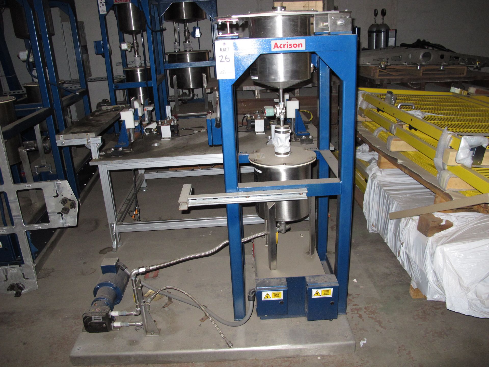 ACRISON GRAVIMETRIC WEIGH FEEDER/MIXER, MODEL 406L-60-60-PUMP, WITH ACRI-LOK, LOADING & HANDLING