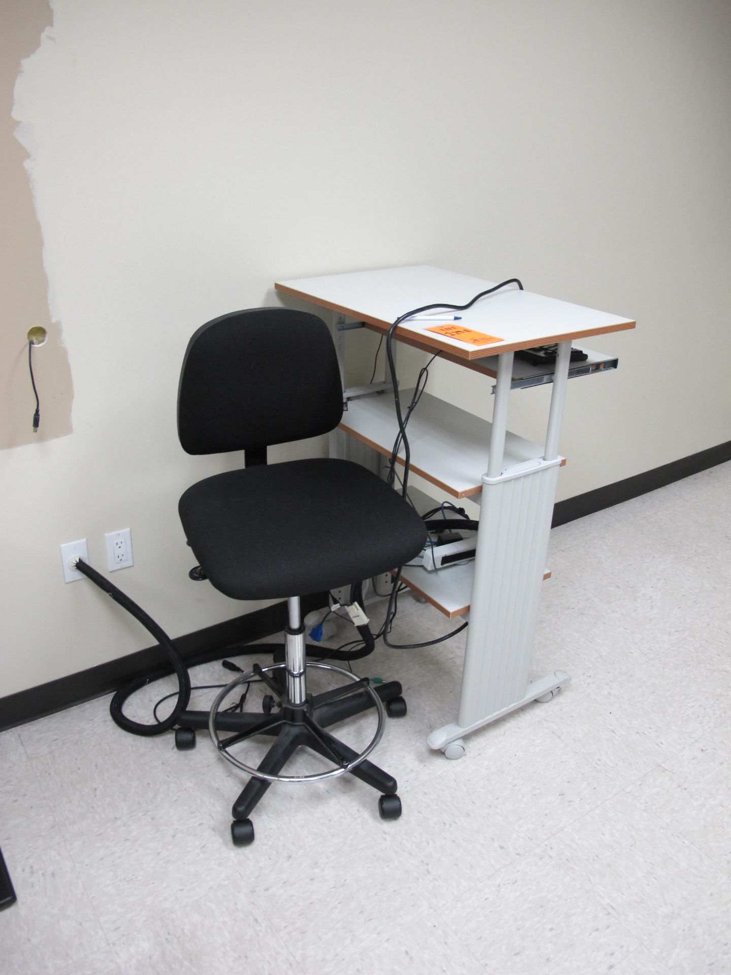 Teacher's Station including Desk with Organizers, Chair, Audio/Video Cabinet and Stool, 5-Shelf - Image 3 of 3